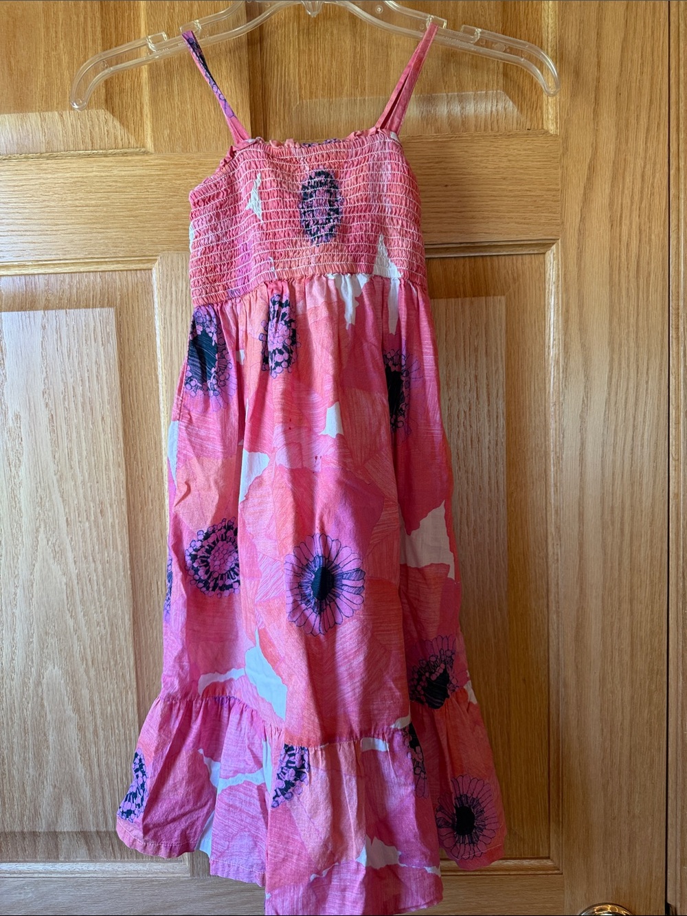 GAP Pink Floral Smocked Sundress with Navy Accents